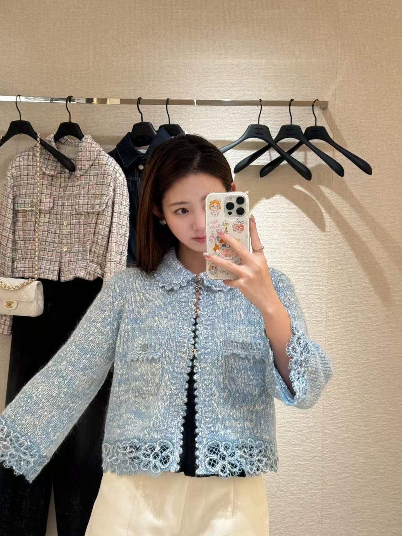 Chanel 藍色花呢針織開衫外套 奢侈品 精工