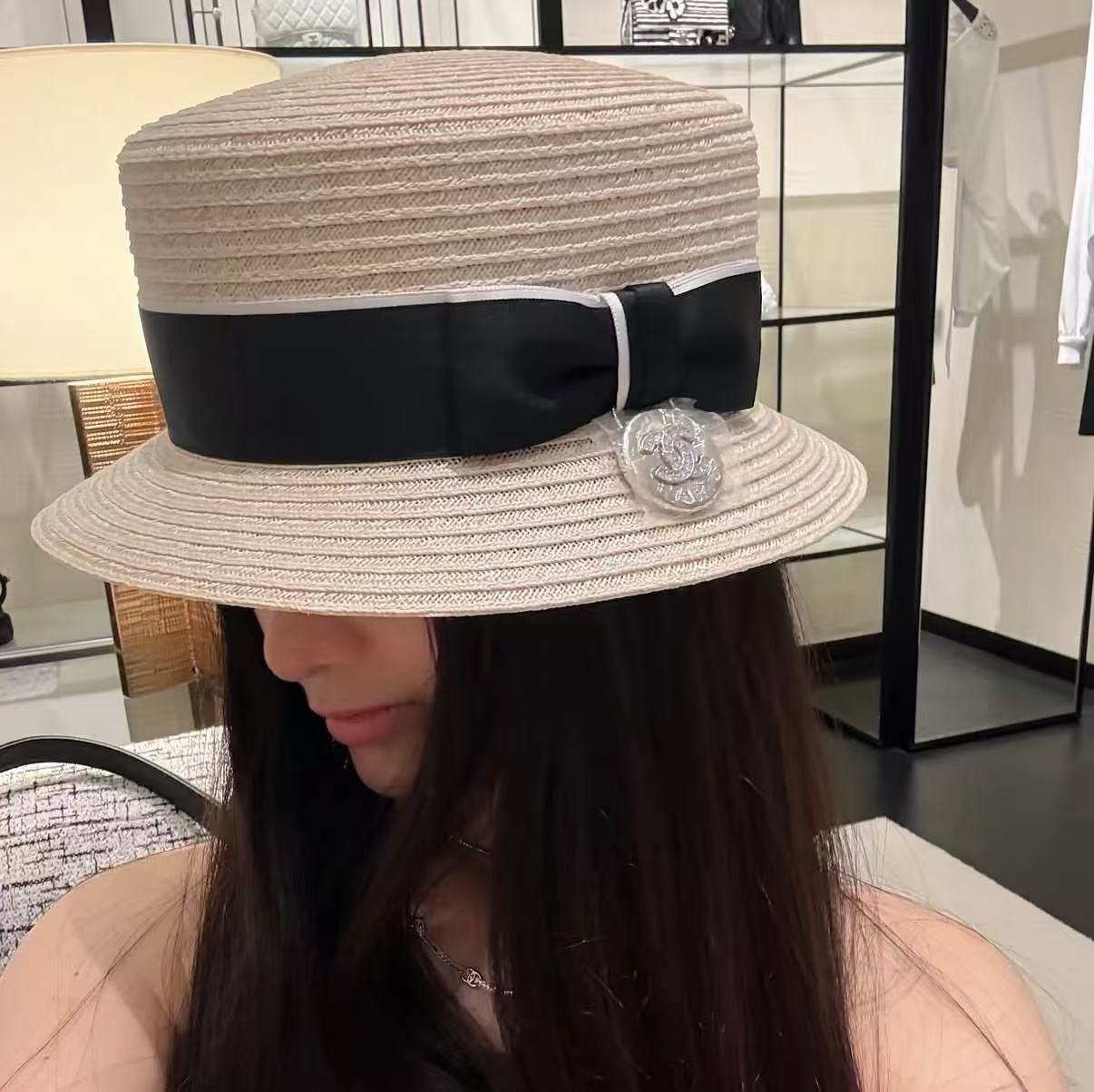Chanel 綁帶編織草帽 精品 時尚