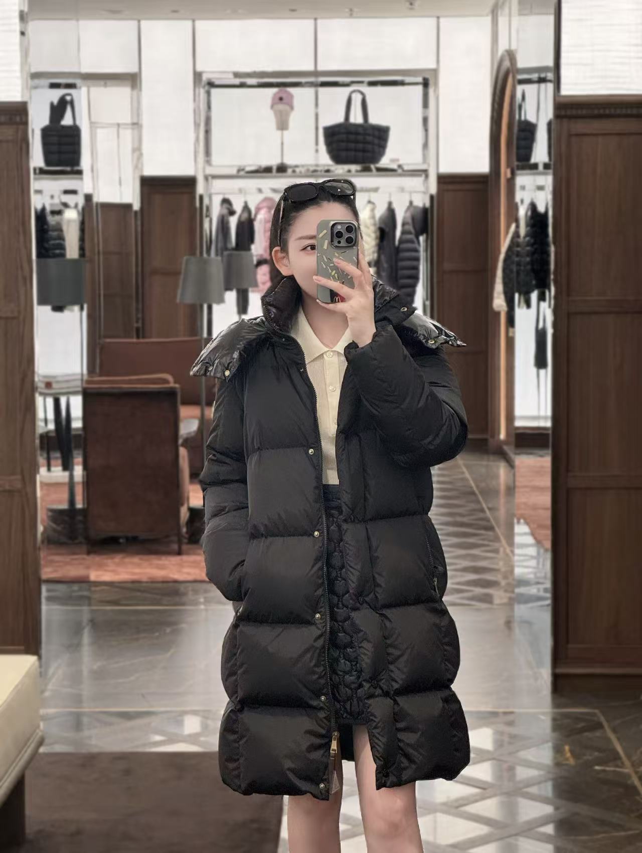 Moncler Litte 女士方形絎縫長款羽絨服 精品 高仿