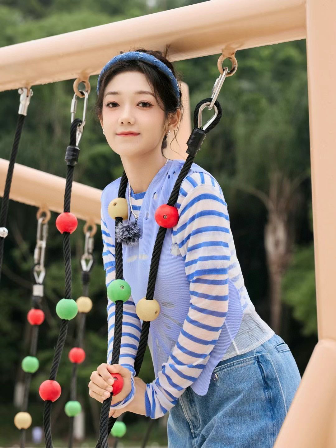 ALEXANDRE ZOUARI  亮片磨破牛仔髮箍 奢侈品 精工