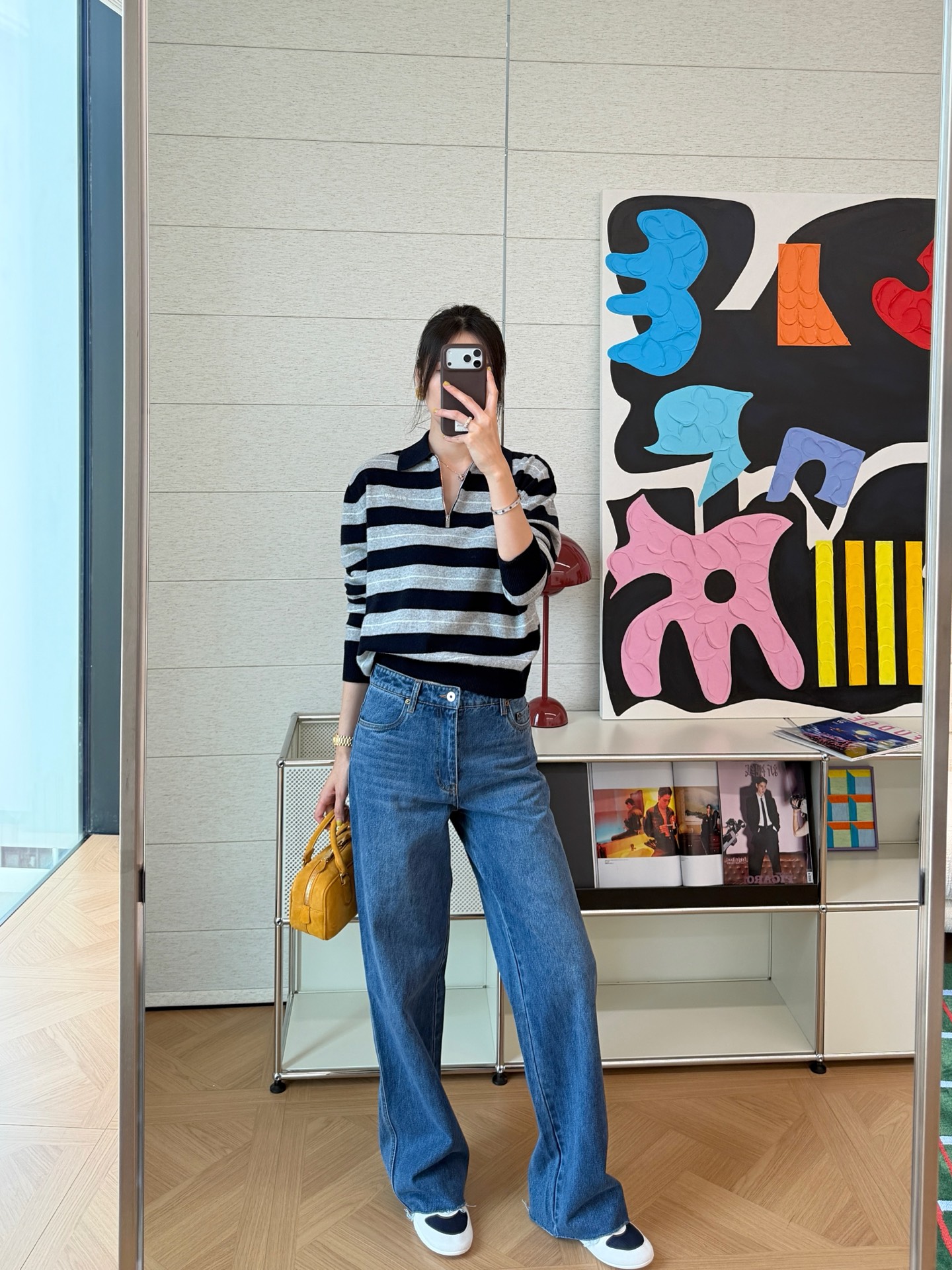 MIU MIU 口袋刺繡徽標精品牛仔褲