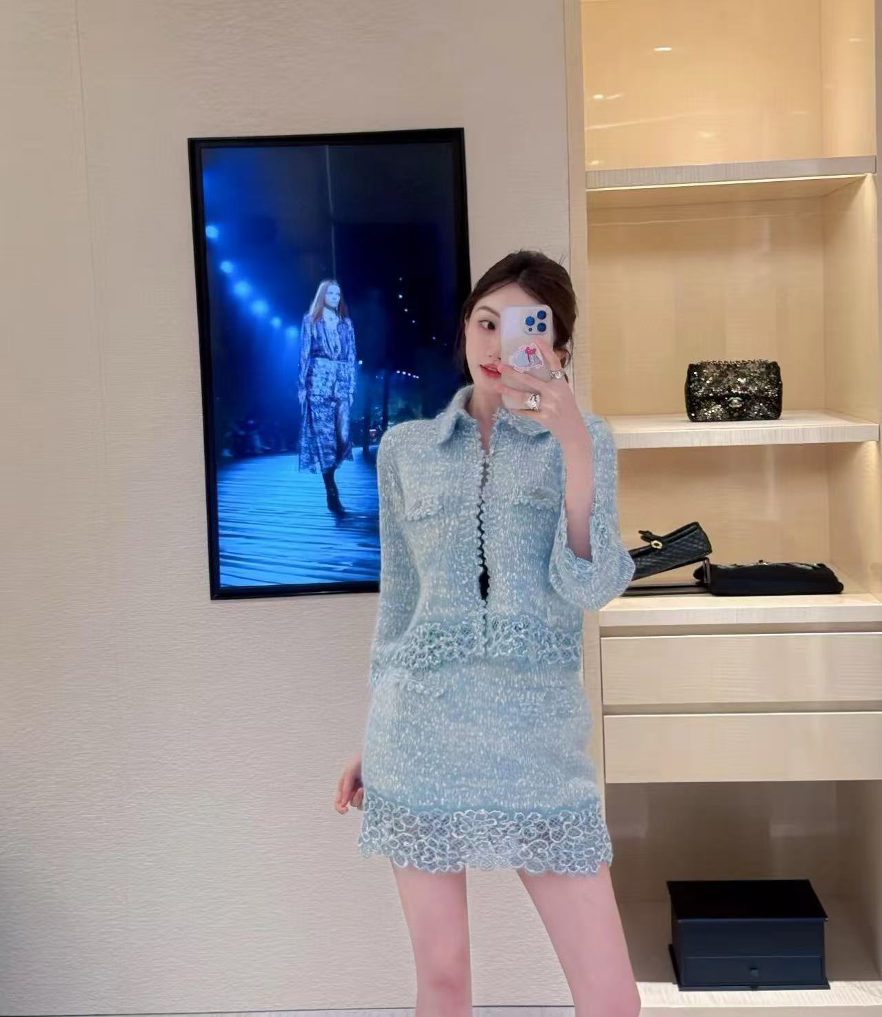  Chanel  藍色針織半裙 精品 高仿 