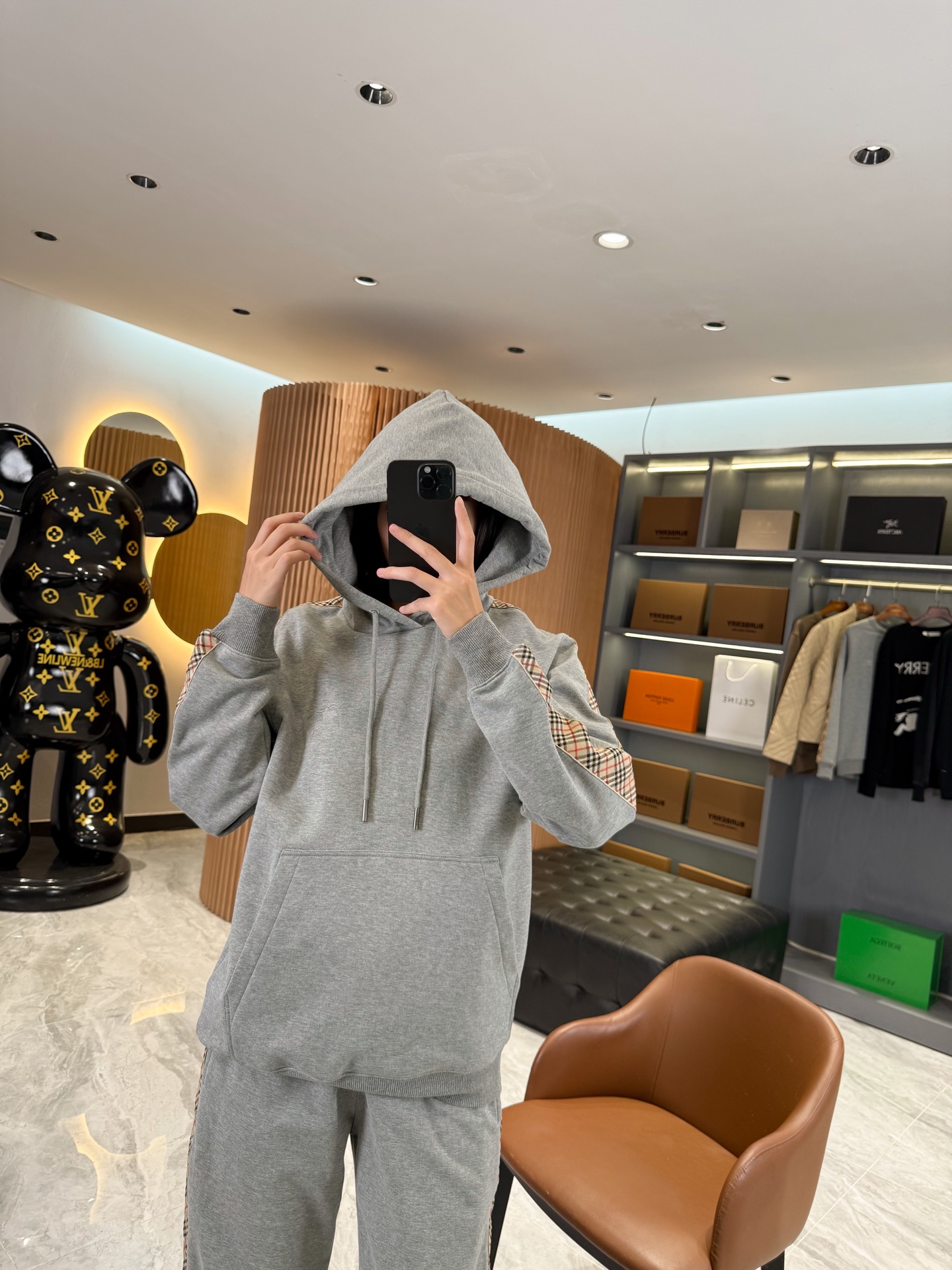 Burberry 側邊格紋裝飾棉質連帽衛衣 精品復刻