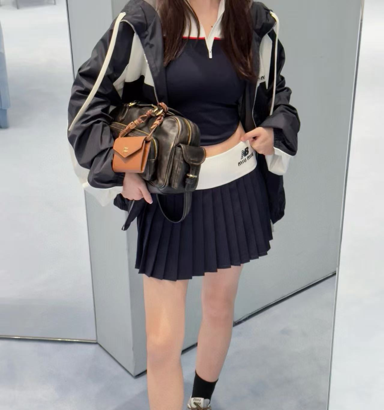 MIU MIU x New Balance 拼色精品百褶半裙