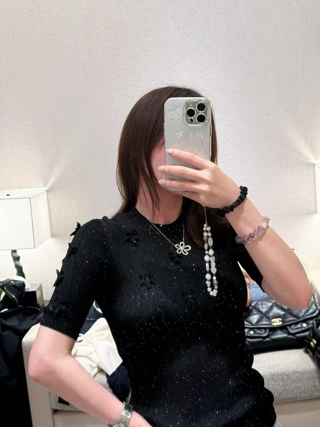 Chanel 限定閃閃圓領針織短袖 高仿 精品