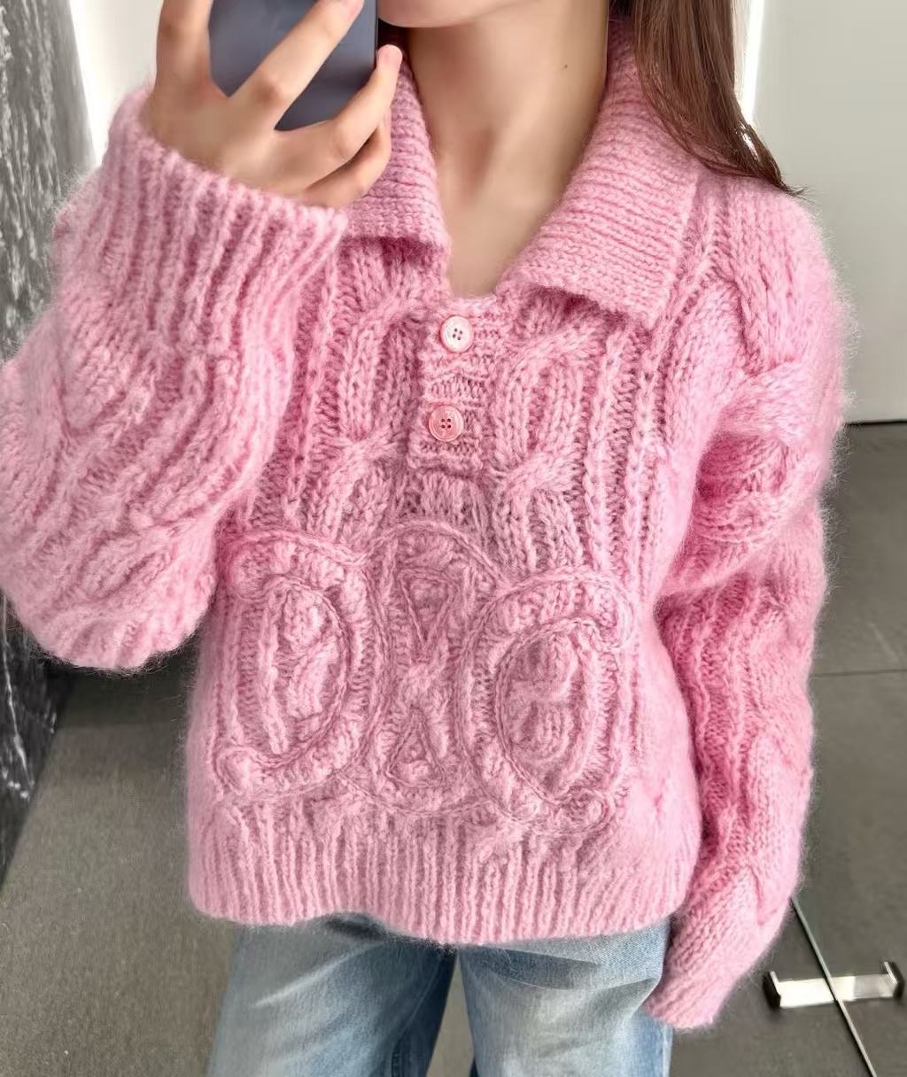  Celine  凱旋門麻花Polo 精工針織衫