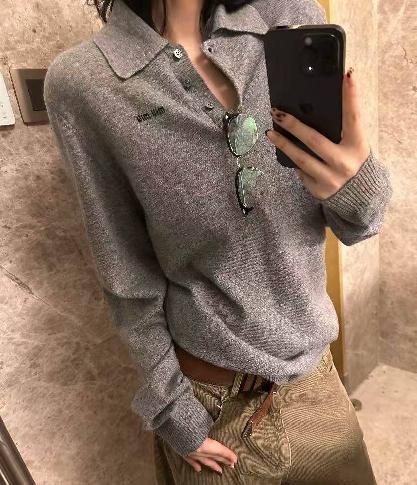 MIU MIU 徽標羊毛POLO 衫 精品 時尚