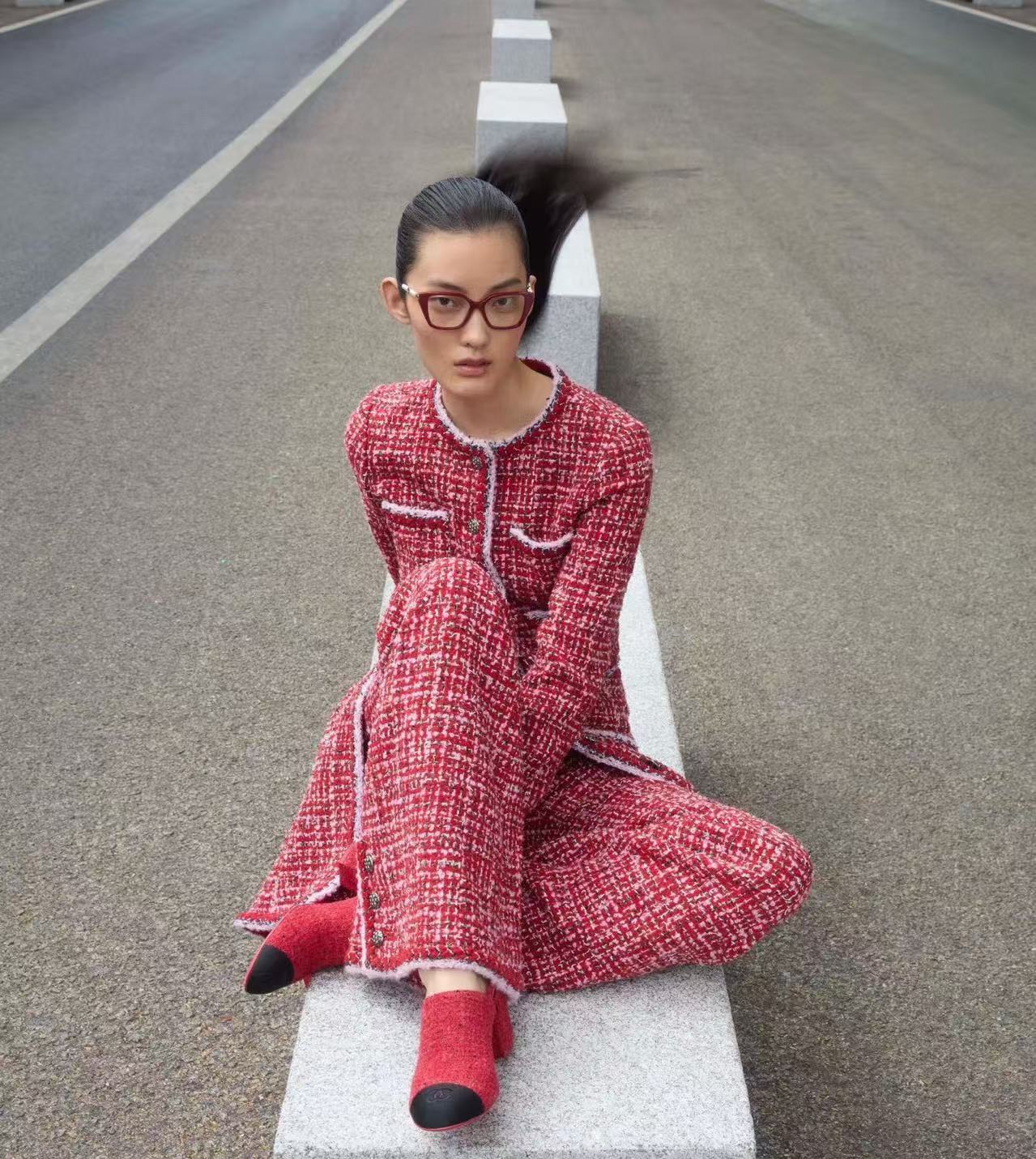 Chanel 紅色粗花呢長褲 優質復刻 精品