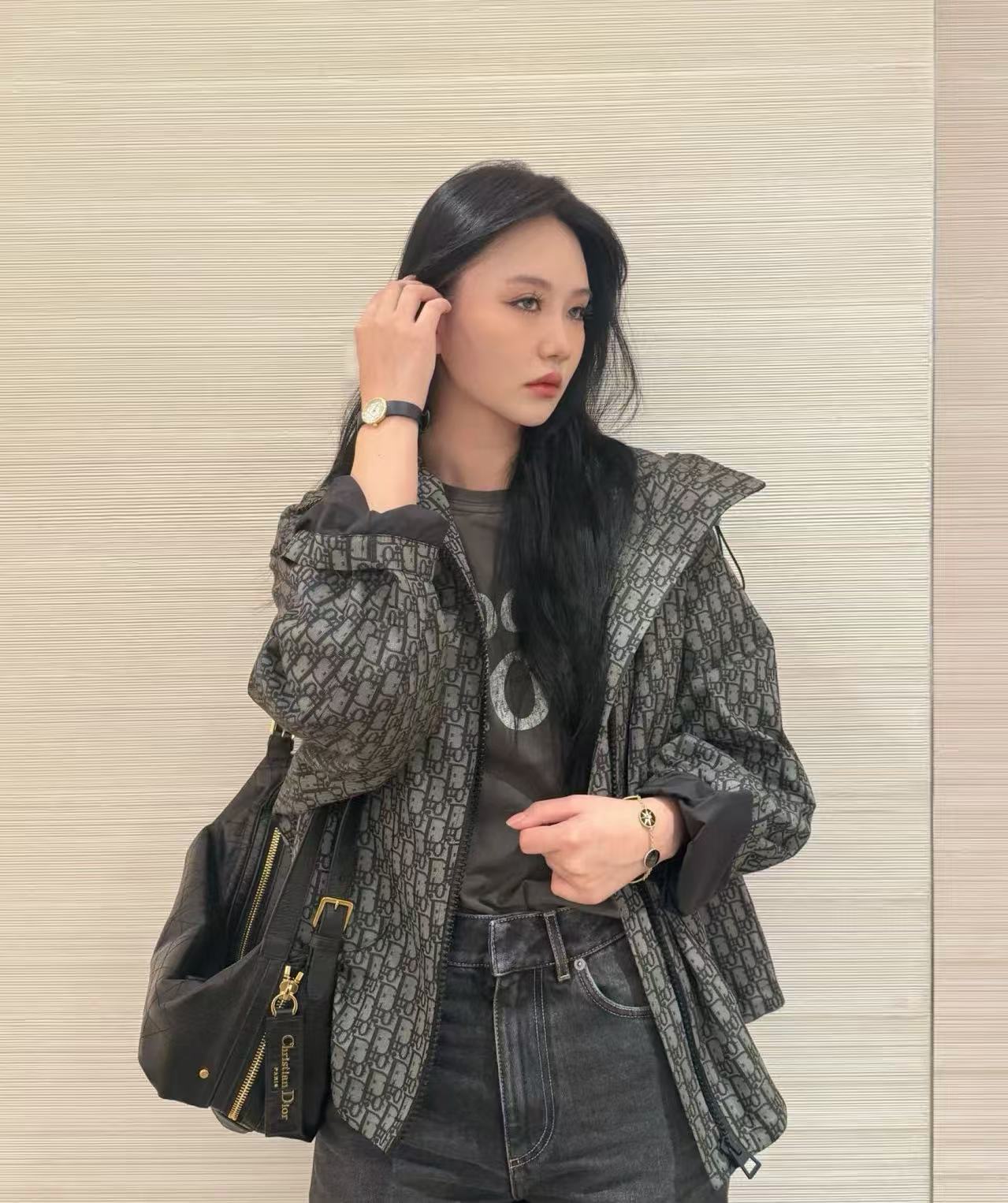 Dior   滿版老花連帽拉鏈外套 超A 精品