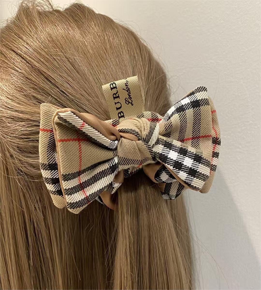 Burberry 經典格紋蝴蝶結髮圈 精品 精工