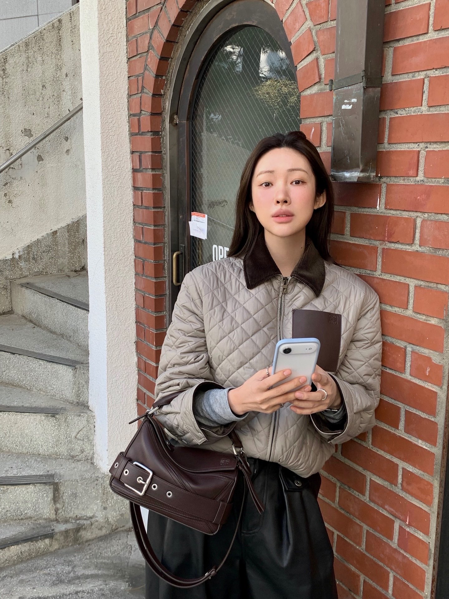 Loewe 菱格皮標棉服外套 奢侈品 精品