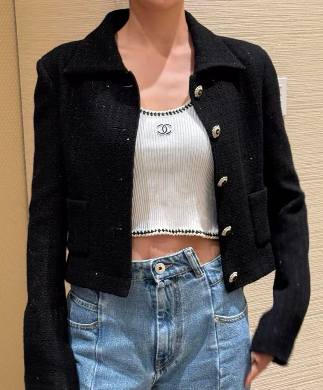  Chanel  黑色粗花呢亮片外套 复刻 精品