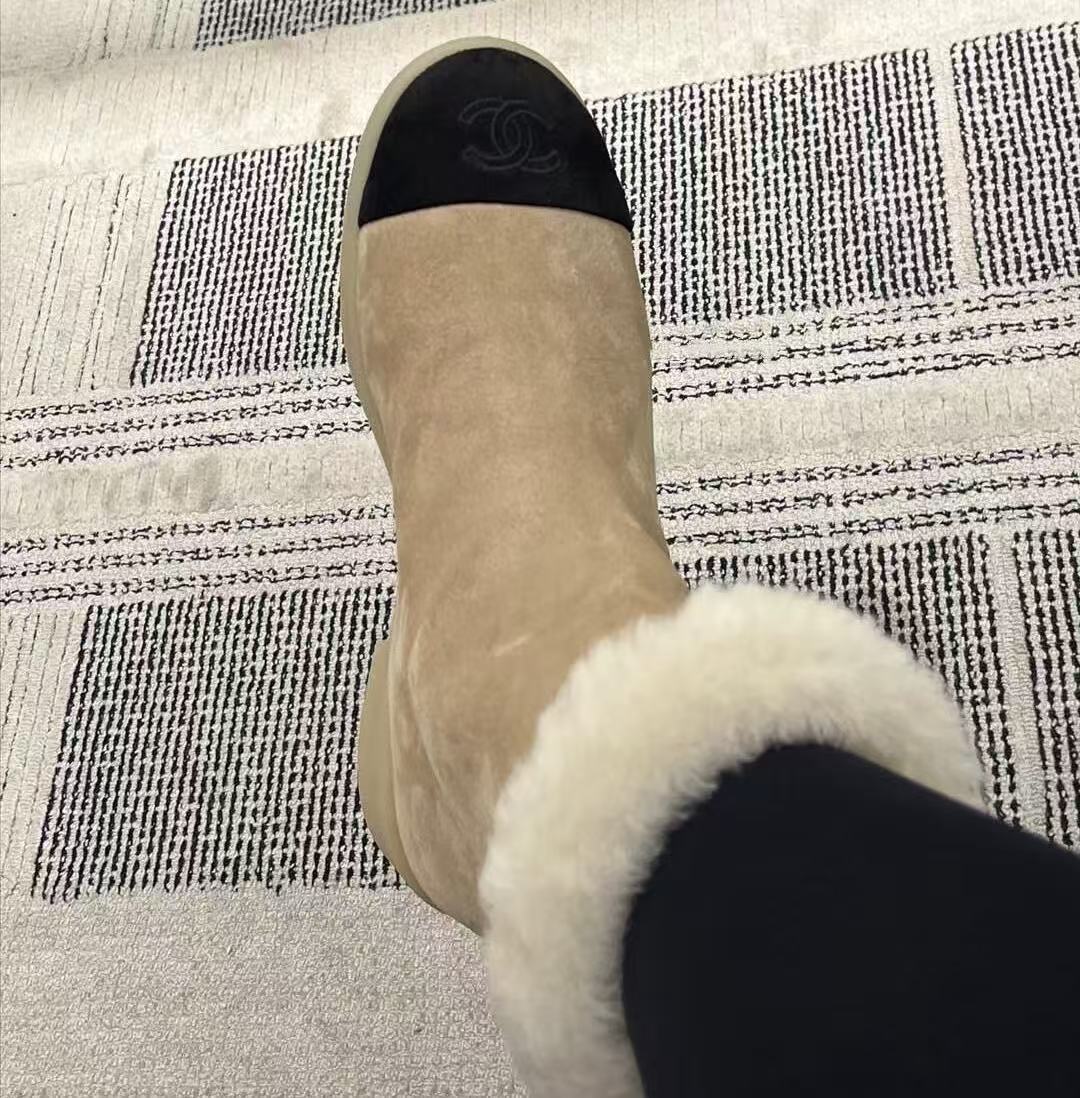 Chanel  25k麂皮羊毛短靴奢侈品 精工