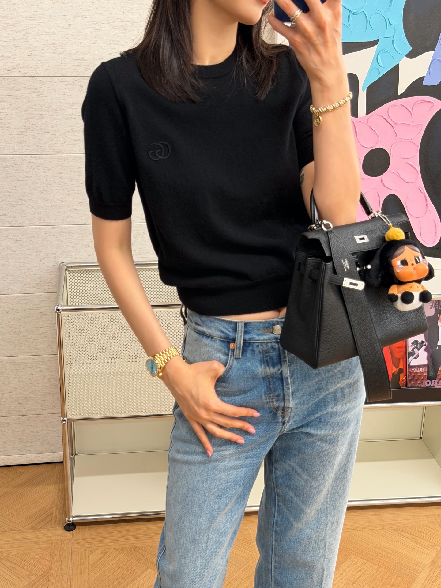 Gucci 胸前雙G刺繡針織短袖 精品 高仿