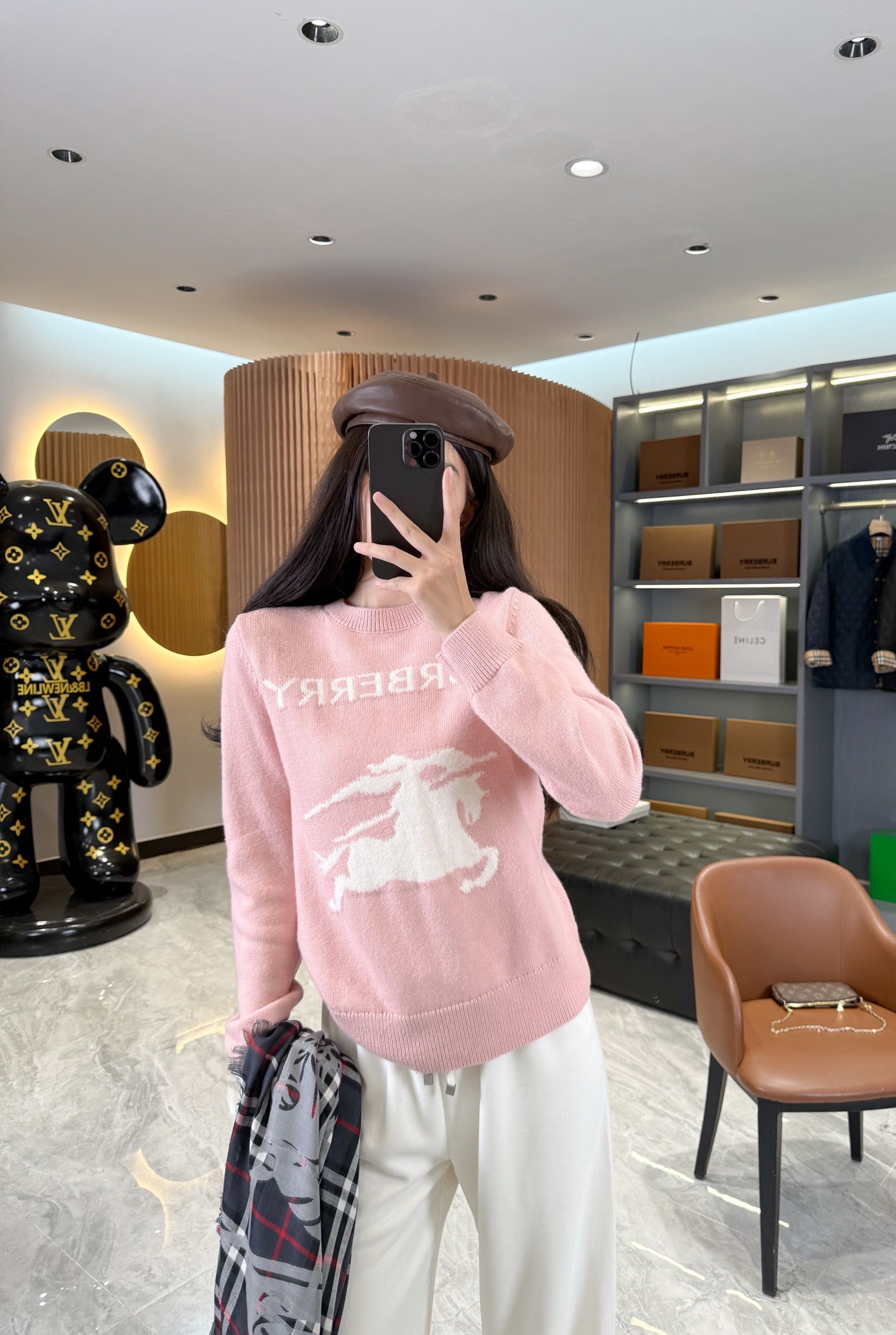 Burberry 女士馬術騎士徽標羊毛針織衫 精品, 時尚