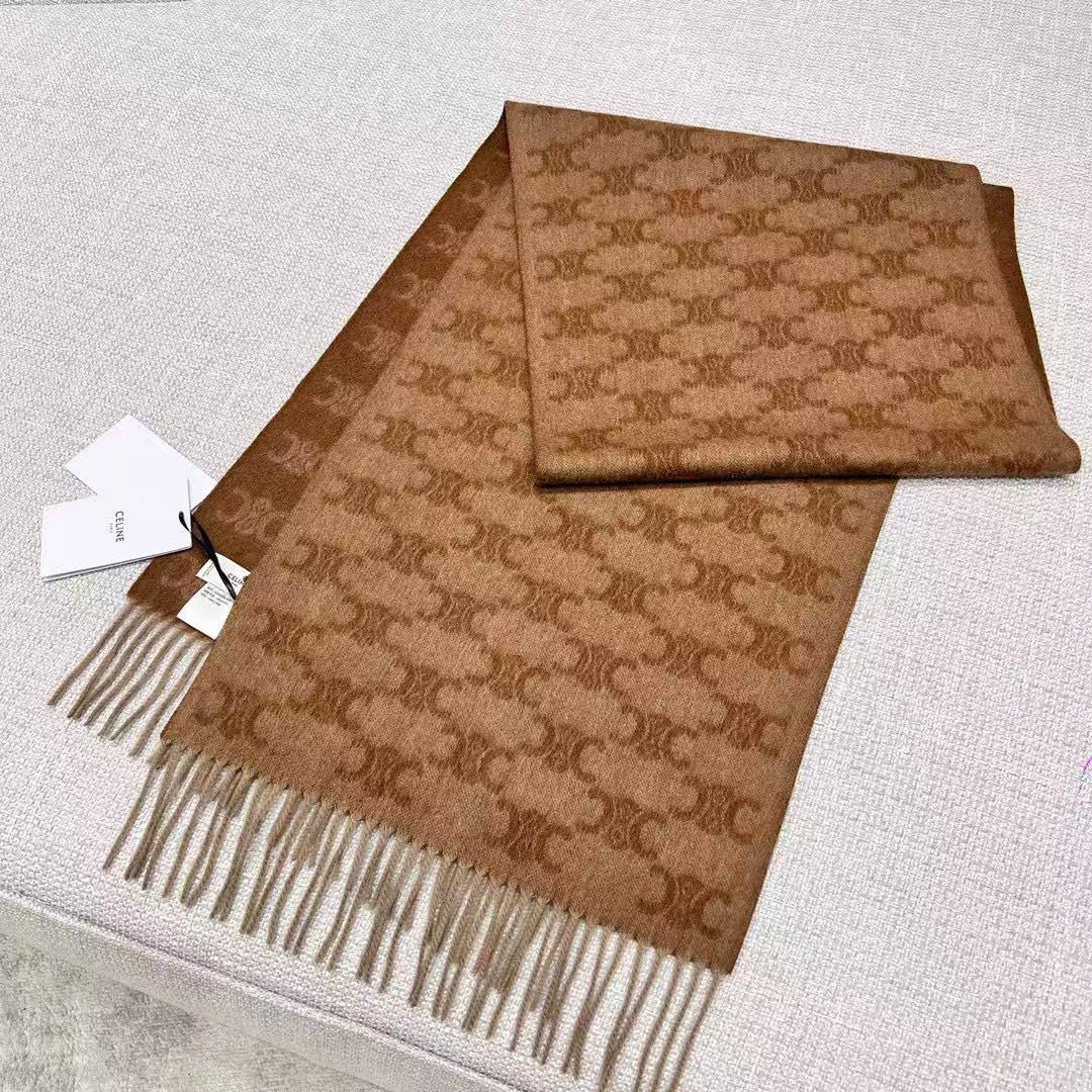 雙十一重磅特惠-Celine 凱旋門羊絨圍巾(時尚,精品)