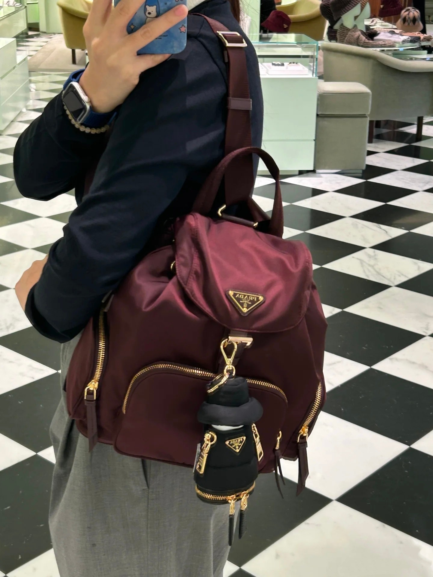 Prada 翻蓋抽繩雙肩包 精品 超A