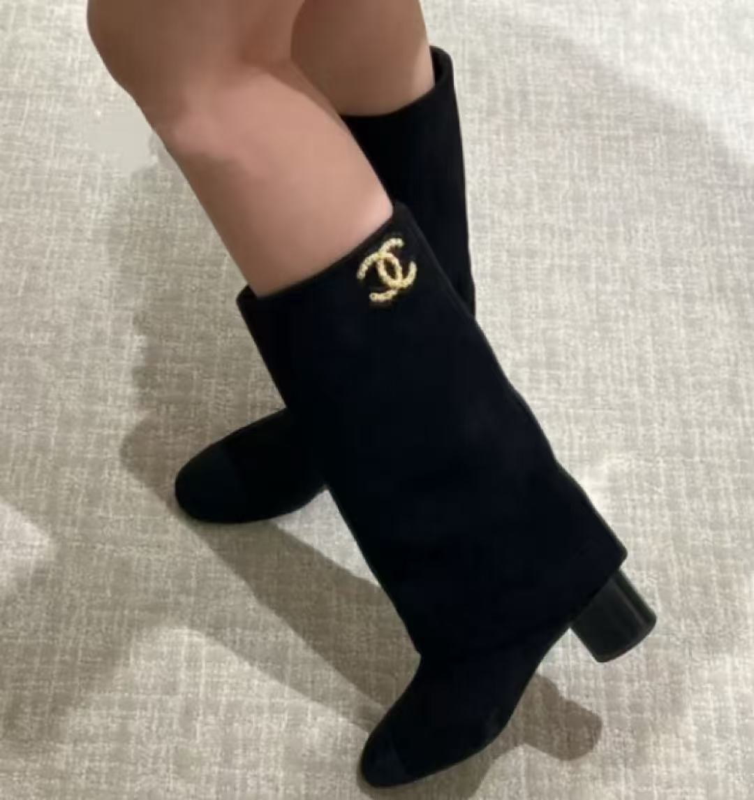 Chanel 25b麂皮煙筒靴子 原單 精工