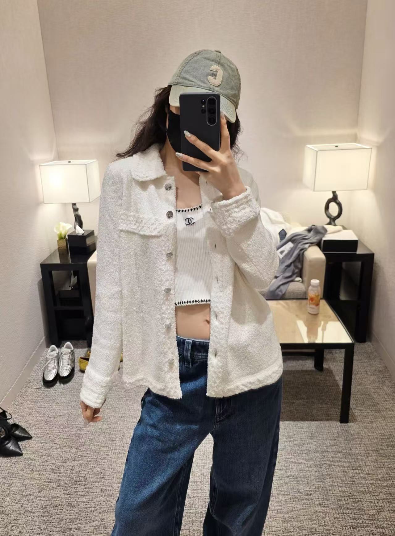 Chanel 毛絨翻領真絲針織開衫 精品 高仿