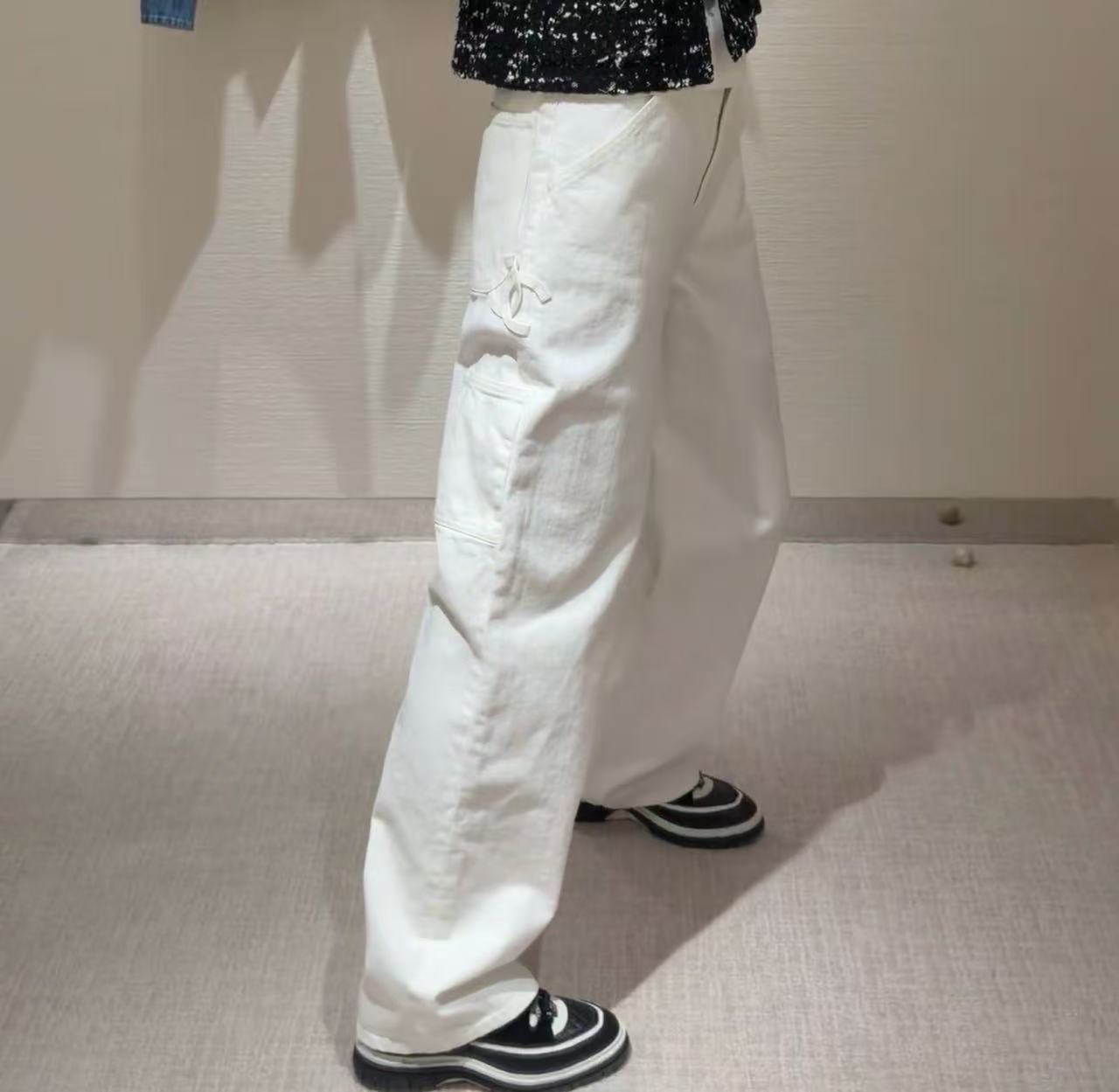 Chanel 雙C標誌工裝闊腿牛仔褲 精品 高仿