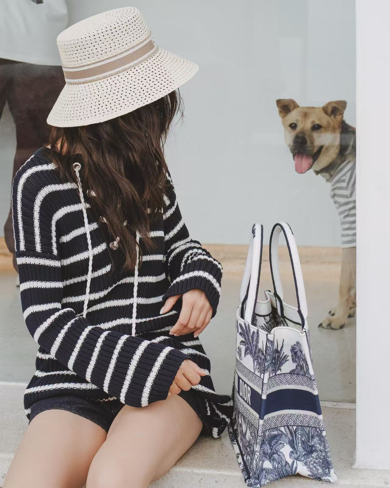 雙十一重磅福利款-Dior 抽繩條紋針織連衣裙 精工 時尚