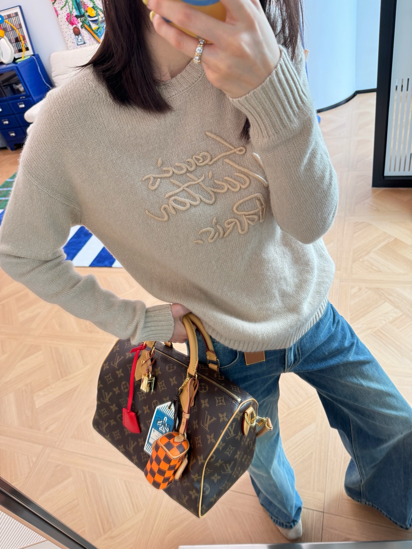 Louis Vuitton胸前刺繡Logo精品針織衫