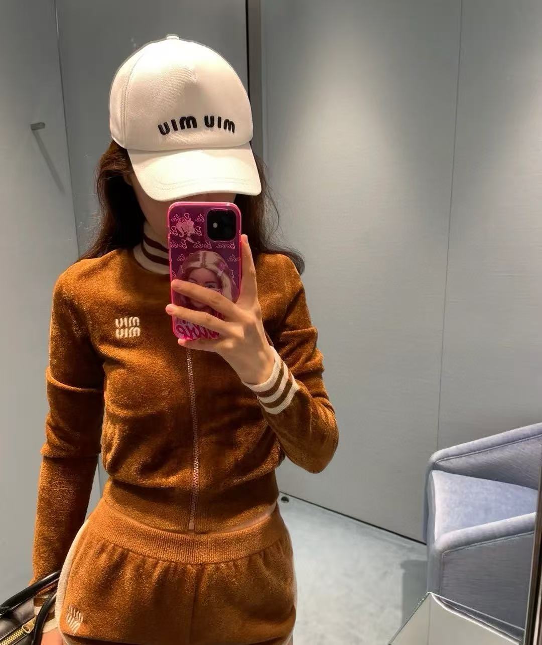 MIU MIU 徽標焦糖色拉鏈開衫 精品 精工