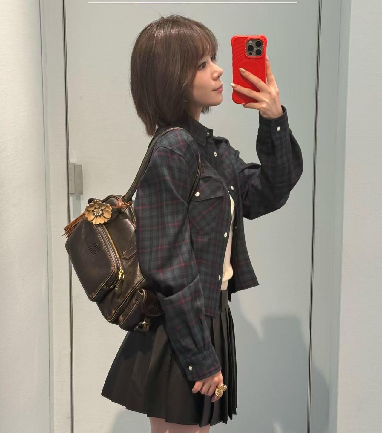 雙十一重磅福利款-MIU MIU   格紋復古襯衫 精品 復刻