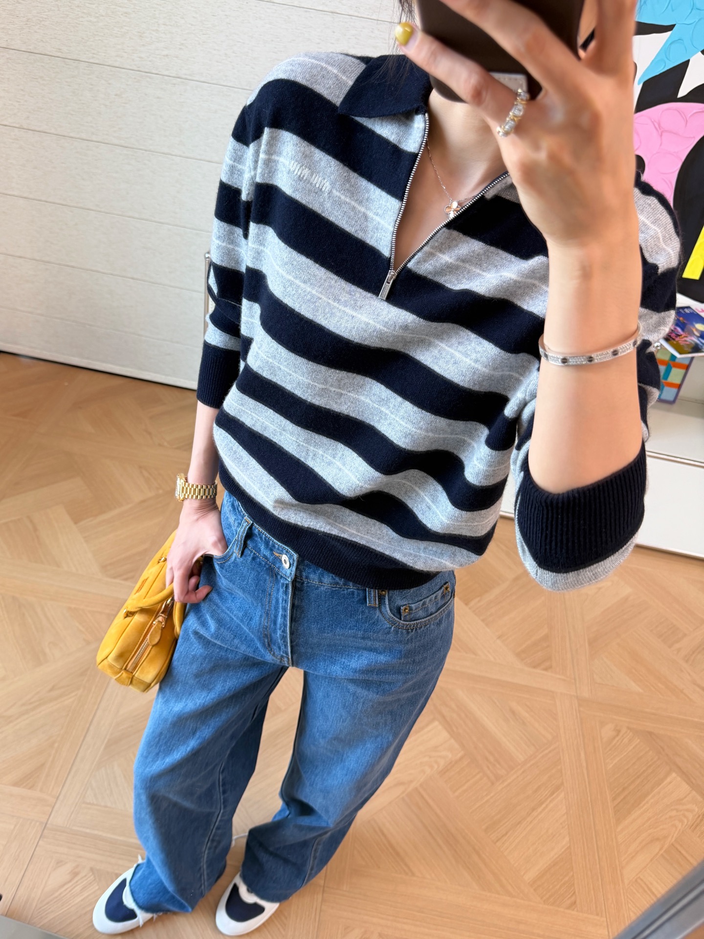 MIU MIU 口袋刺繡徽標精品牛仔褲 - 5