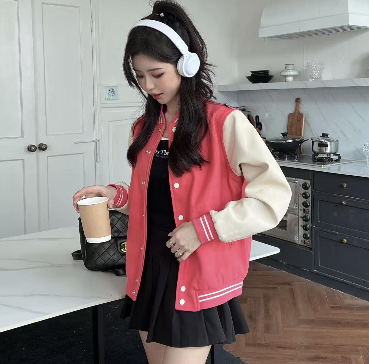 雙十一重磅福利款-Celine 拼接後背字母棒球外套 精品 時尚 - 2