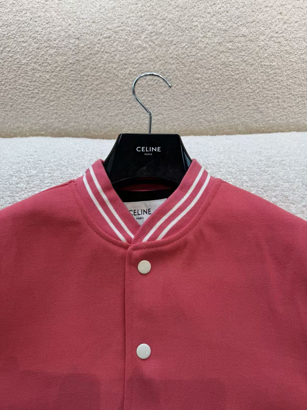 雙十一重磅福利款-Celine 拼接後背字母棒球外套 精品 時尚 - 5