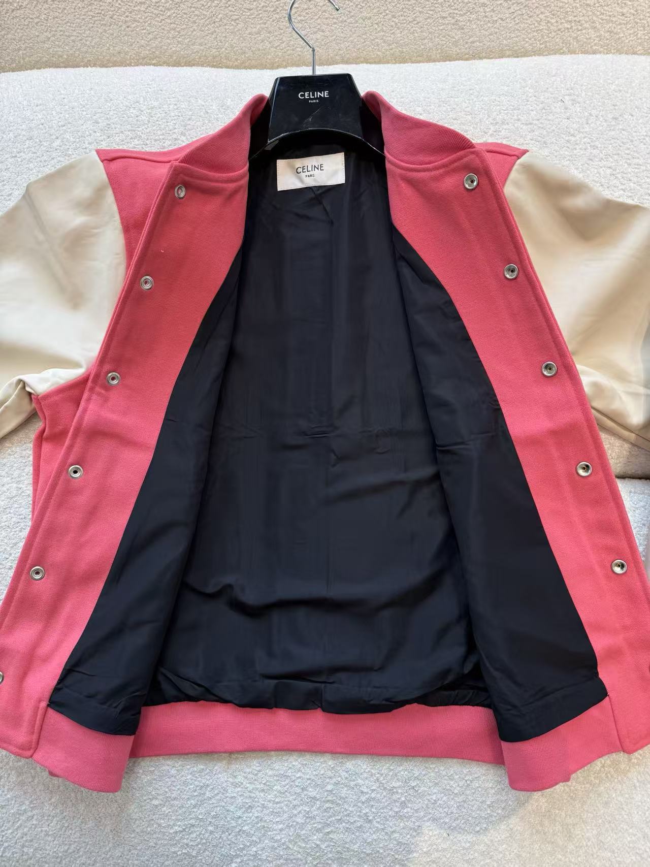 雙十一重磅福利款-Celine 拼接後背字母棒球外套 精品 時尚 - 7