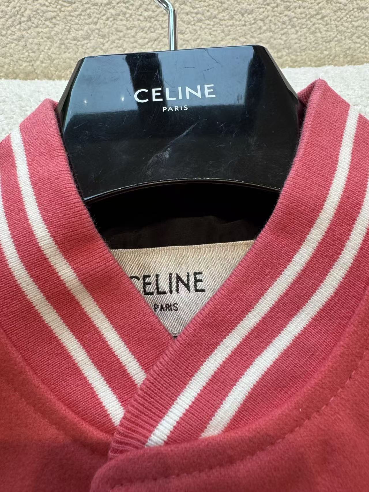 雙十一重磅福利款-Celine 拼接後背字母棒球外套 精品 時尚 - 8