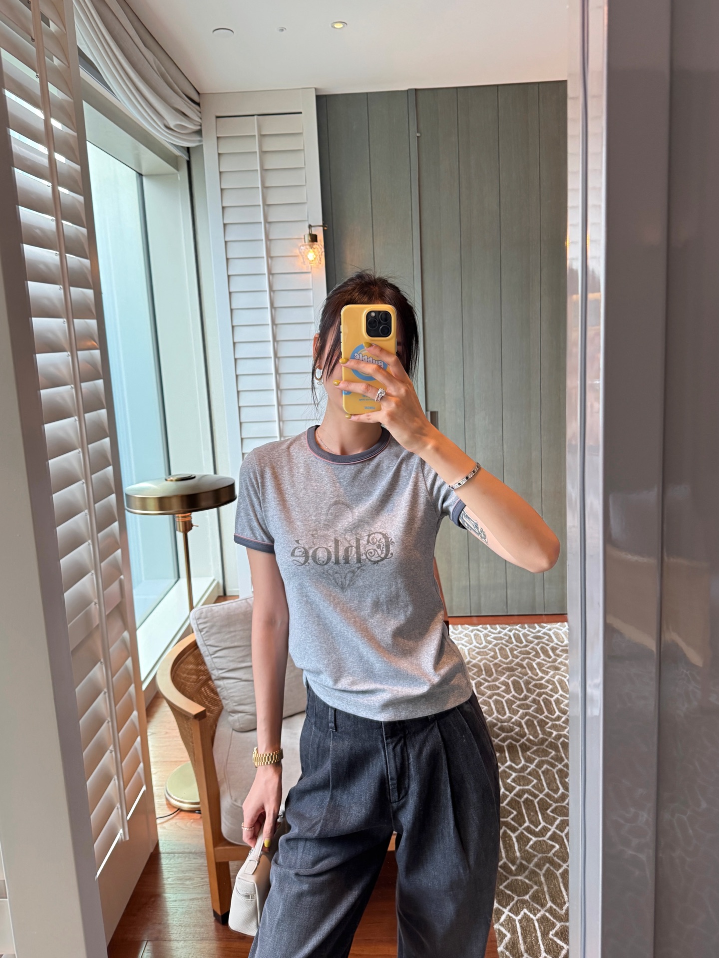 Chloe  撞色羅紋印花短袖  精品 高仿 - 5