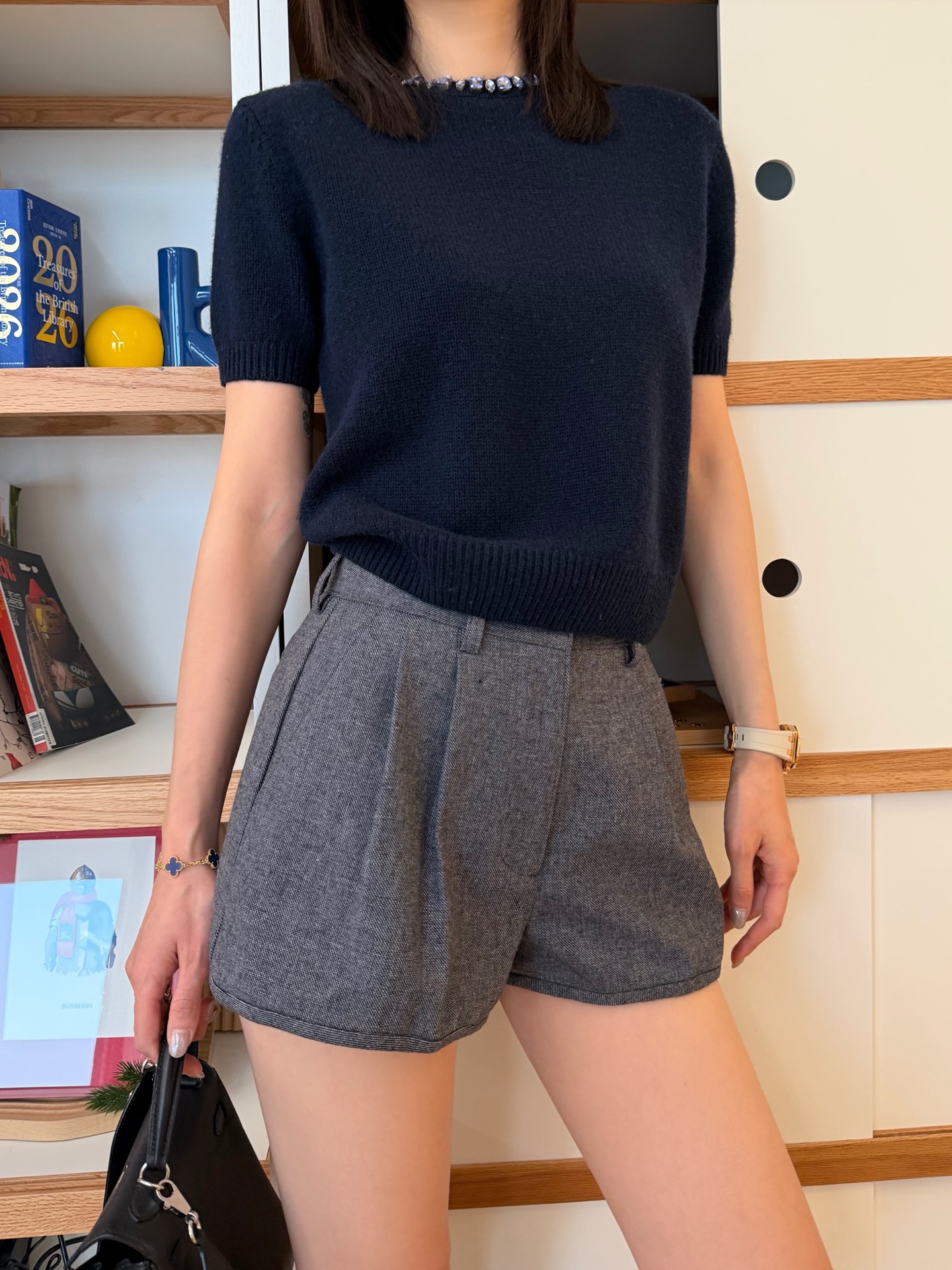 Prada  灰色扭結短褲 精品 高仿 - 1