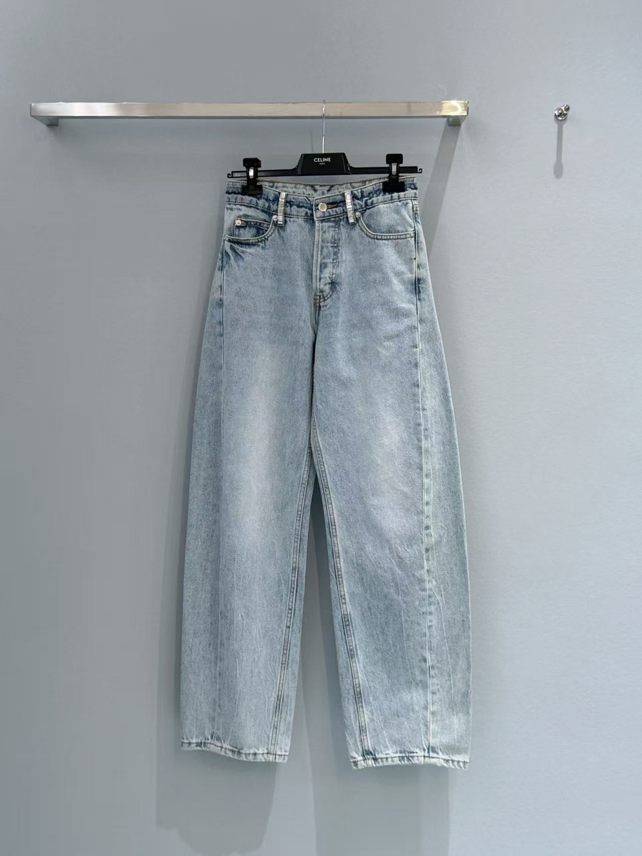 Alexander Wang 水鑽鏈條闊腿牛仔褲 精品 高仿 - 3