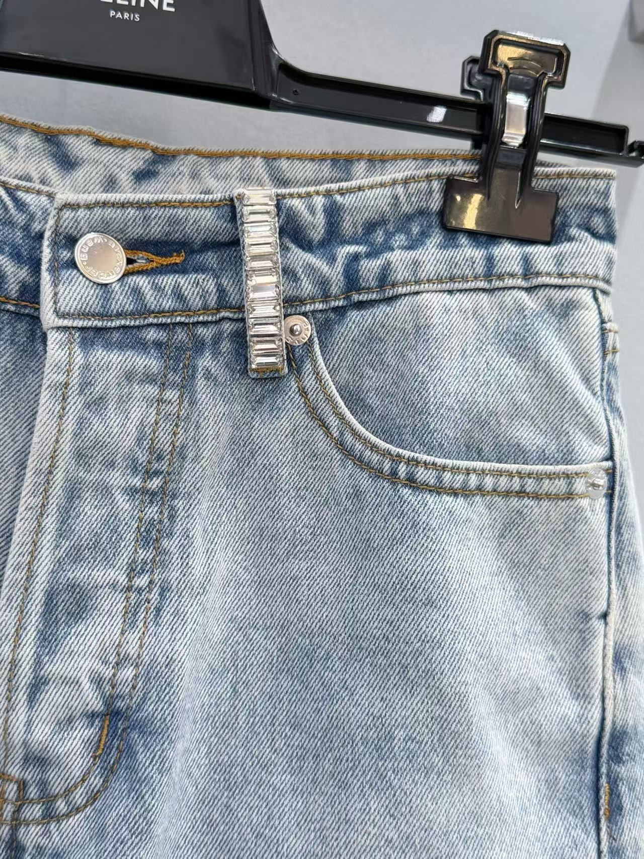 Alexander Wang 水鑽鏈條闊腿牛仔褲 精品 高仿 - 5