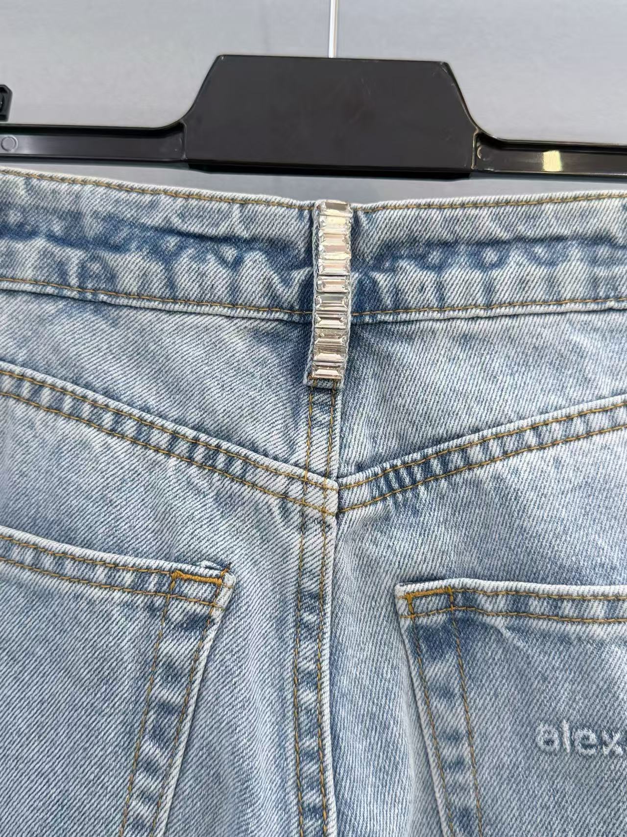 Alexander Wang 水鑽鏈條闊腿牛仔褲 精品 高仿 - 9