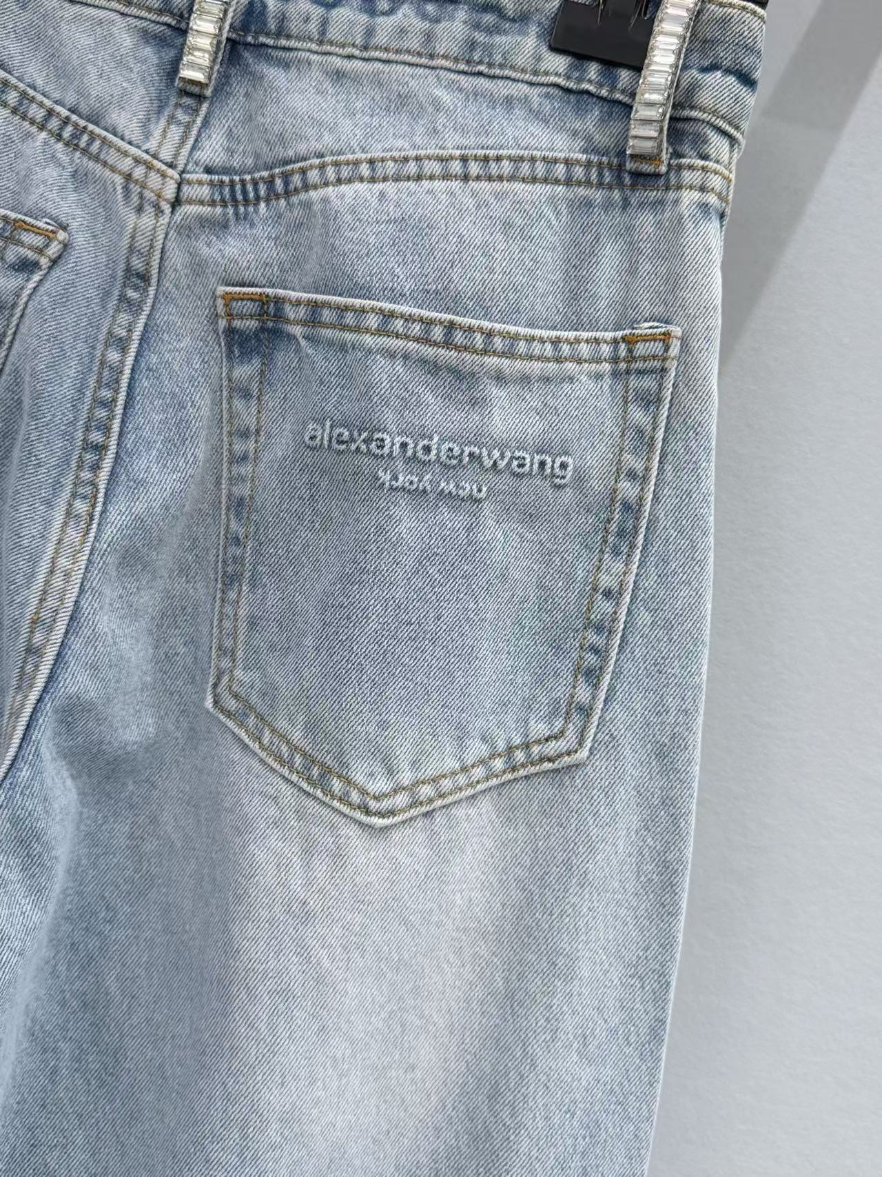 Alexander Wang 水鑽鏈條闊腿牛仔褲 精品 高仿 - 10