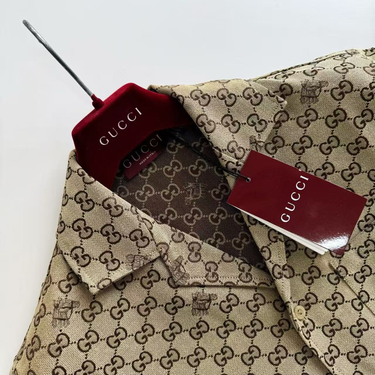 Gucci 雙G滿印短袖襯衫 高仿 精工 - 5