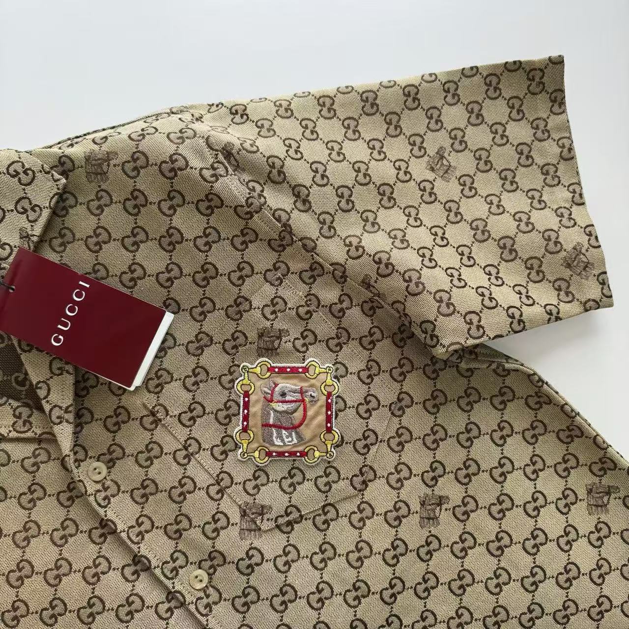 Gucci 雙G滿印短袖襯衫 高仿 精工 - 6