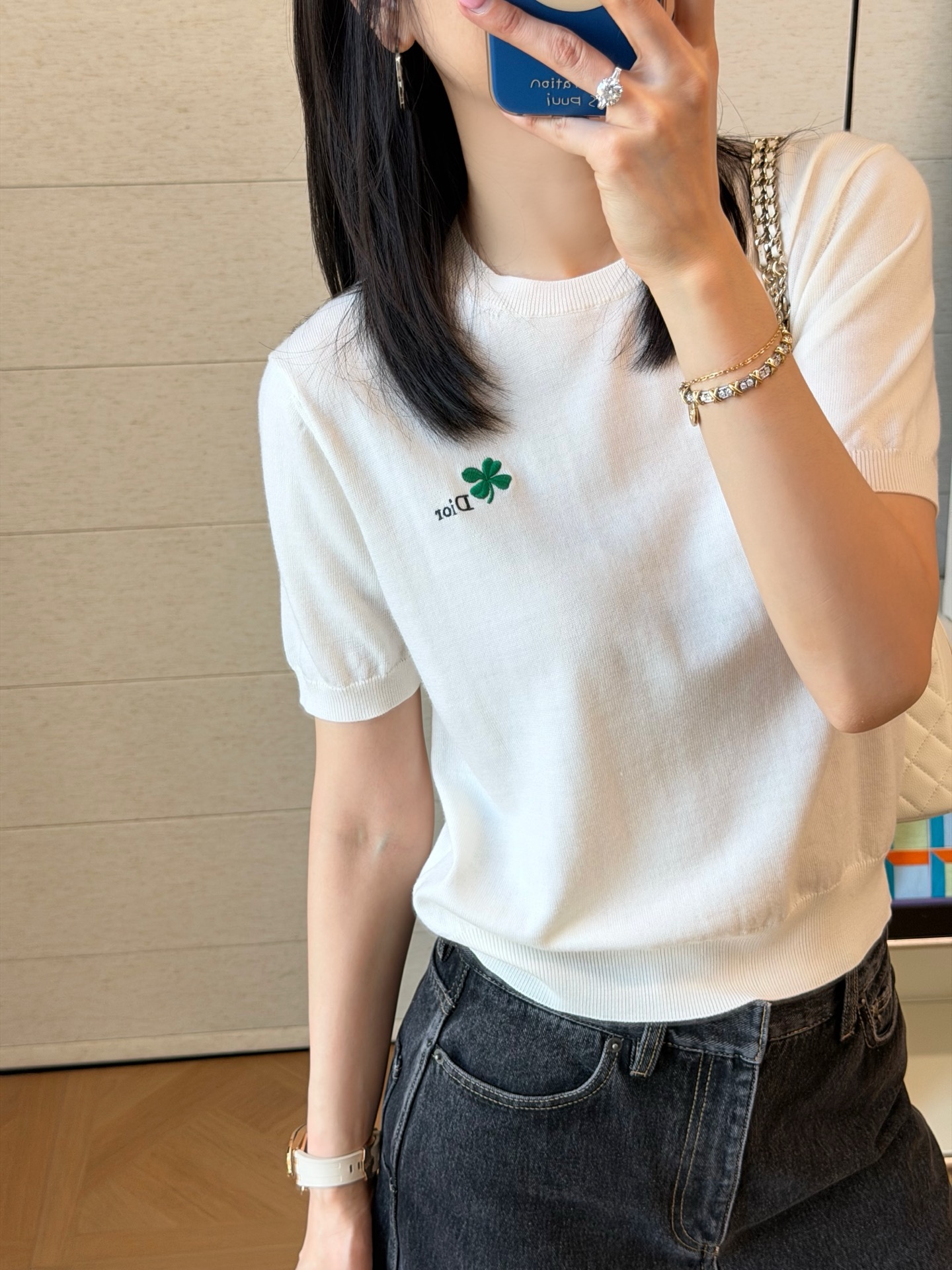 Dior   白色針織短袖精品復刻 - 9