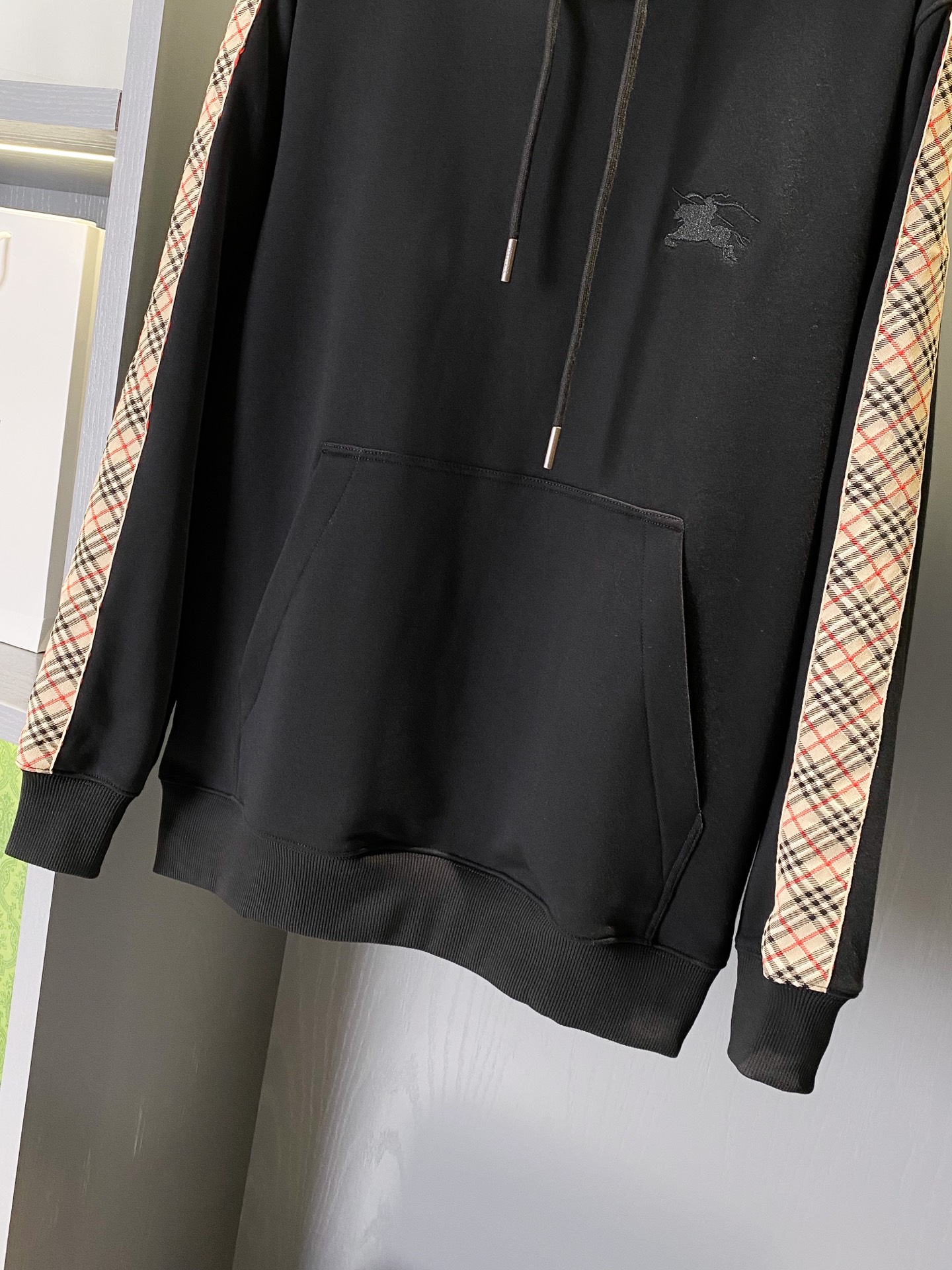 Burberry 側邊格紋裝飾棉質連帽衛衣 精品復刻 - 10