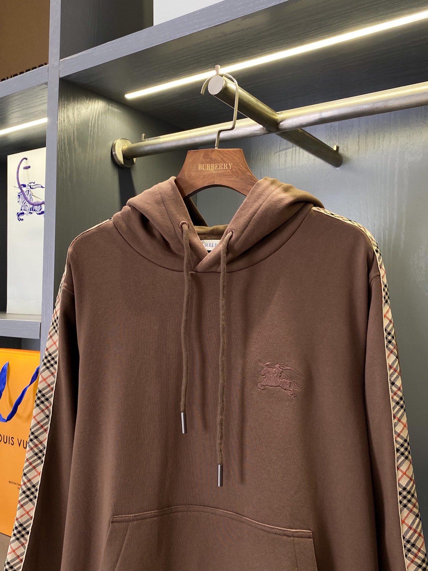 Burberry 側邊格紋裝飾棉質連帽衛衣 精品復刻 - 18