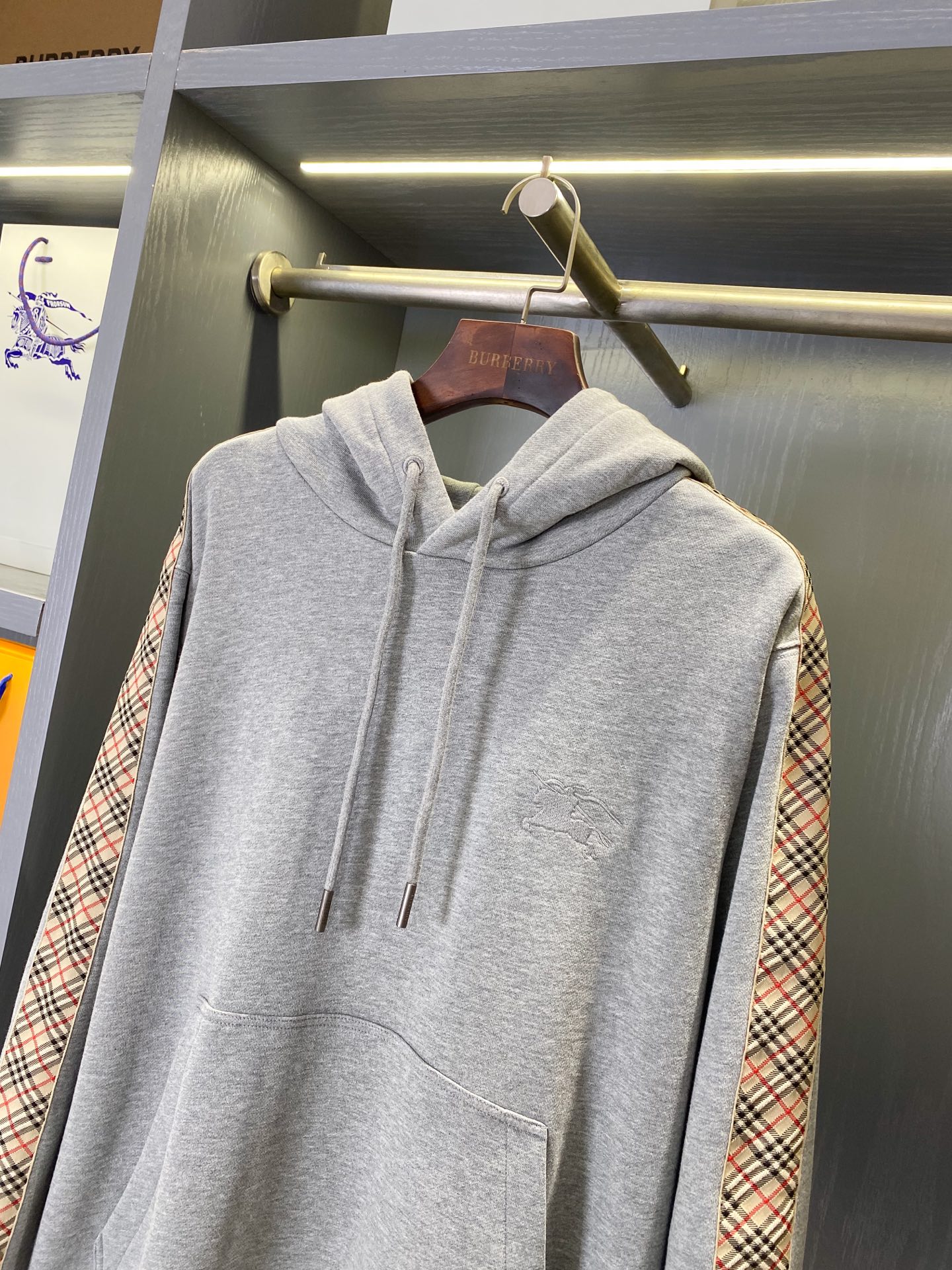 Burberry 側邊格紋裝飾棉質連帽衛衣 精品復刻 - 27