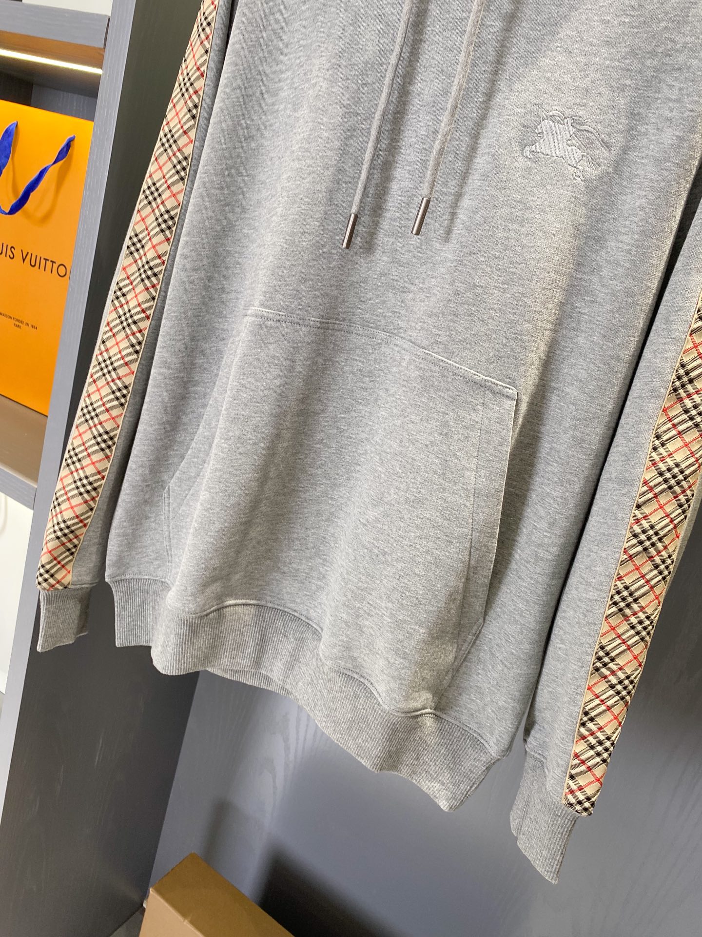 Burberry 側邊格紋裝飾棉質連帽衛衣 精品復刻 - 28