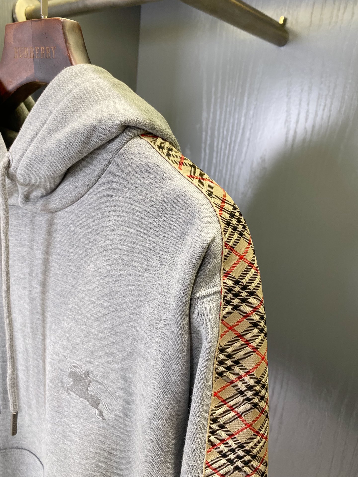 Burberry 側邊格紋裝飾棉質連帽衛衣 精品復刻 - 30