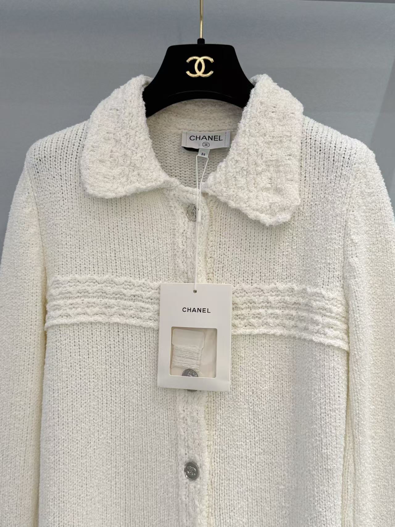 Chanel 毛絨翻領真絲針織開衫 精品 高仿 - 4