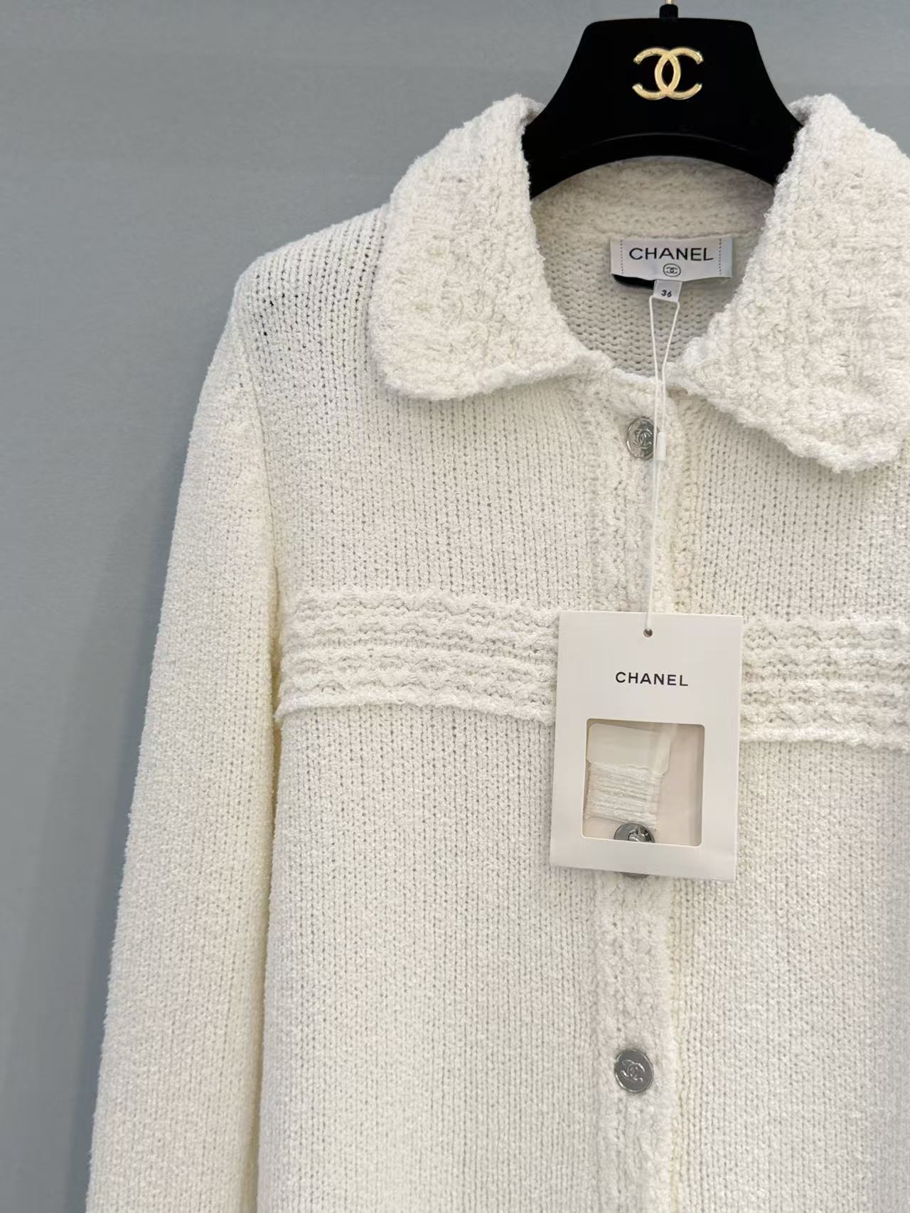 Chanel 毛絨翻領真絲針織開衫 精品 高仿 - 5