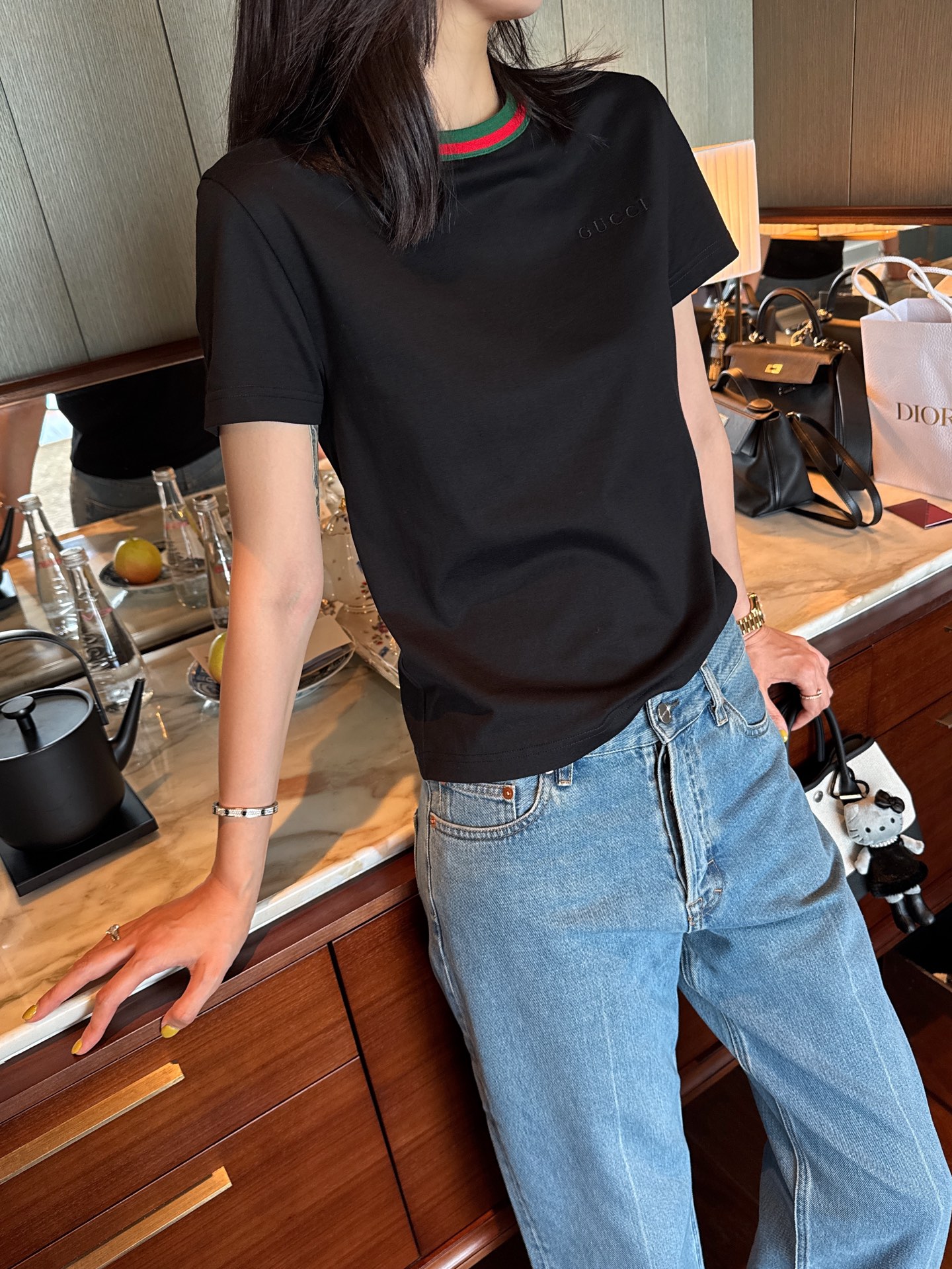 Gucci   經典拼色羅紋短袖 精品 高仿 - 12